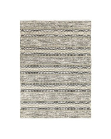 Tapis 100% coton bande ethno blanc-sable 160x230