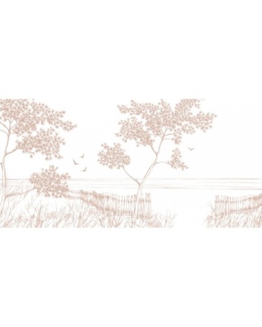 Papier peint panoramique balade en bord de mer 340 x 250  beige