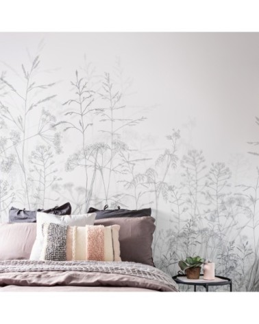 Papier peint panoramique dans les champs 425 x 250  gris