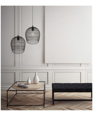 Suspension en métal noir d. 24 cm