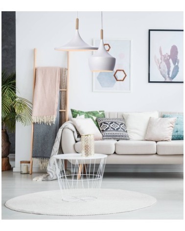 Suspension en métal blanc d. 24 cm