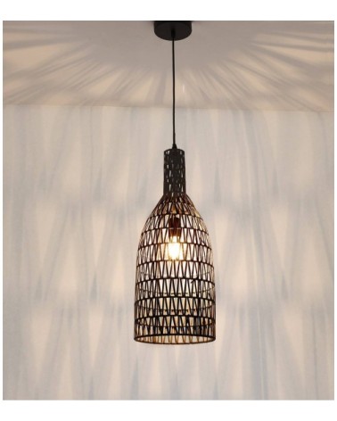 Suspension en rotin noir d. 22 cm