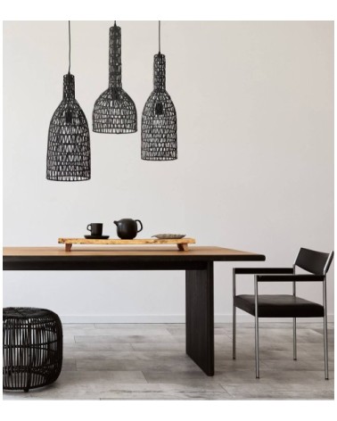 Suspension en rotin noir d. 22 cm