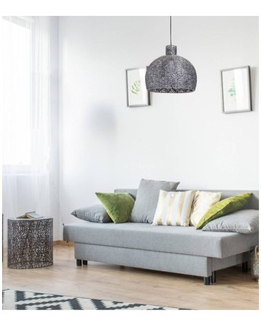 Suspension en métal gris d. 28 cm