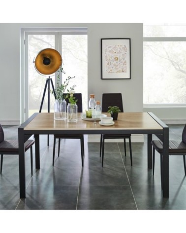 Table de séjour   effet chêne  160cm noir et bois