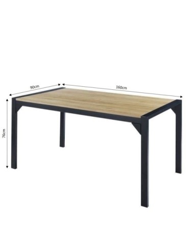 Table de séjour   effet chêne  160cm noir et bois