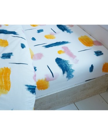 Drap-housse 160x200 multicolore en coton