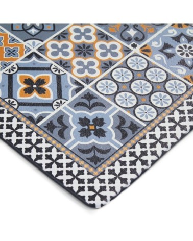 Tapis de cuisine carreaux de ciment bleu foncé 45x75