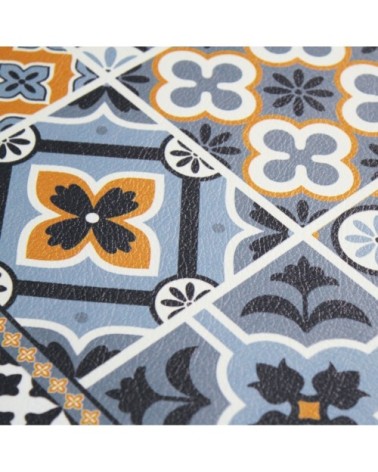 Tapis de cuisine carreaux de ciment bleu foncé 45x75