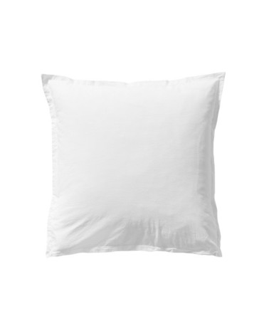 Taie d'oreiller unie en coton lavé blanc 65x65