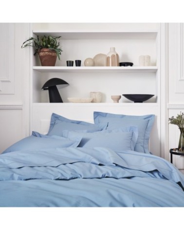 Taie d'oreiller en percale de coton bleu 64x64