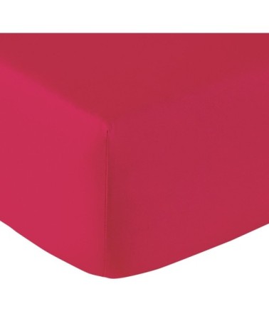 Drap housse coton framboise 90x200 cm
