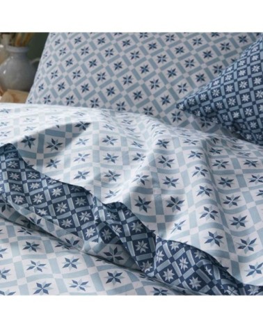 Housse de couette en bambou bleu et blanc 240x220