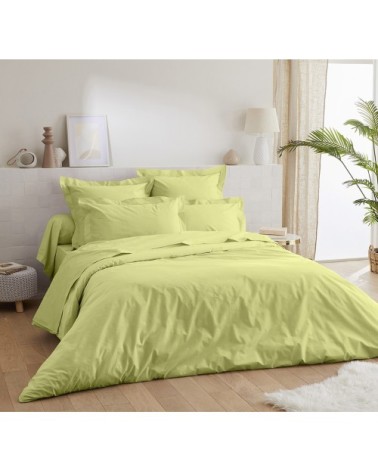 Housse de couette percale de coton 80 fils  anis 260x240