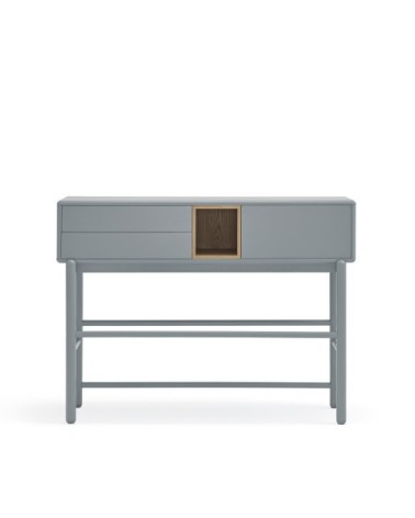 Console 1 porte 2 tiroirs en bois L180cm gris clair