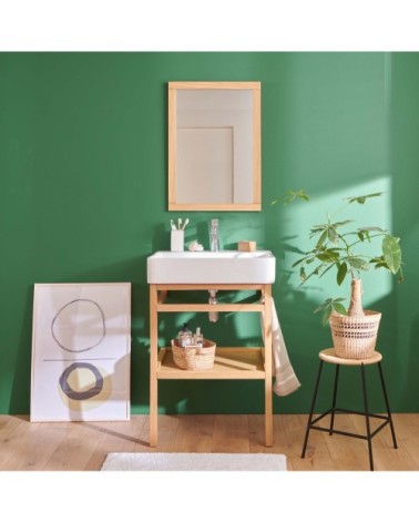Meuble de salle de bain 60 cm  avec miroir et vasque carrée
