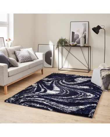 Tapis shaggy moderne design bleu - 120x160 cm
