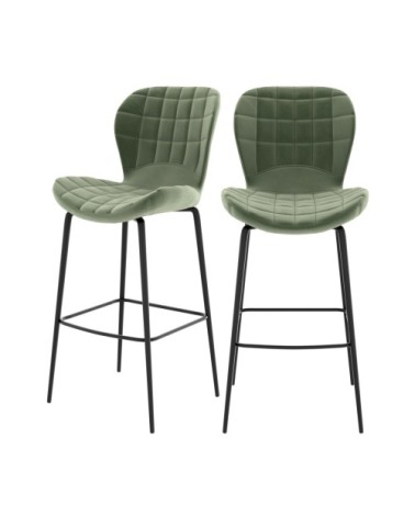 Chaise de bar en velours vert 75 cm (lot de 2)