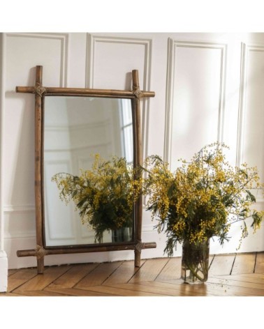 Miroir en rotin rectangulaire 59x79 cm