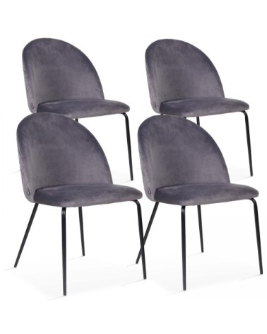 Lot de 4 chaises en velours grises