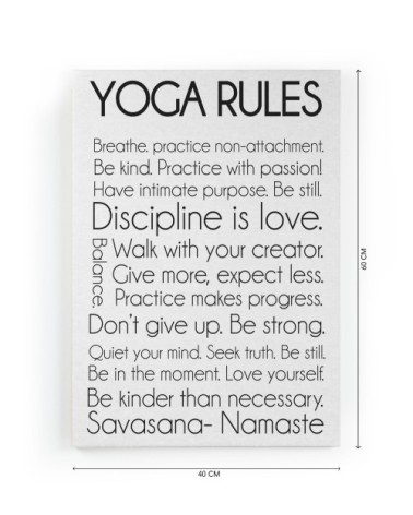 Peinture sur toile 60x40 imprimé HD règles yoga