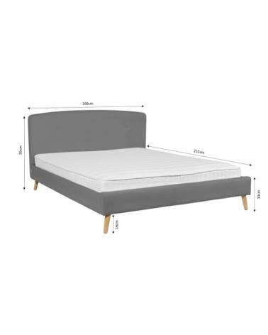Lit avec sommier 2 places  en tissu gris perle