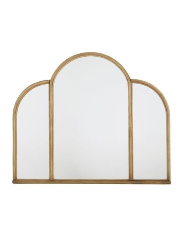 Miroir en rotin beige 130x108