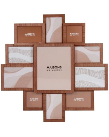 Cadre multivues 11 photos marron 61x60