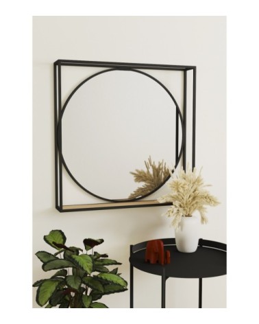 Miroir à formes géométriques en métal noir