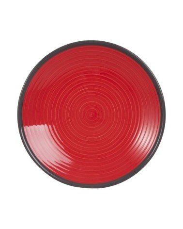 Assiette à dessert en faïence rouge
