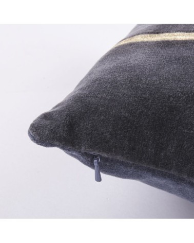 Coussin en velours bleu formes linéaires abstraites 30x50