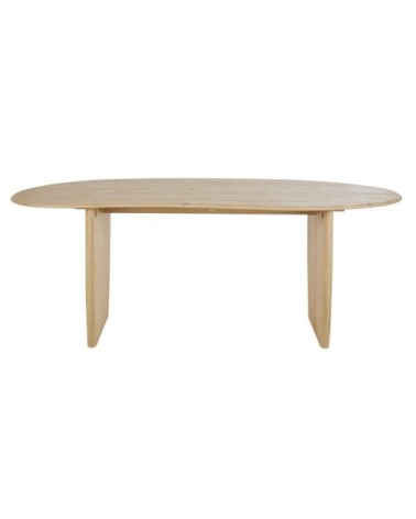 Table à manger en bois de chêne massif beige 6/8 personnes L200