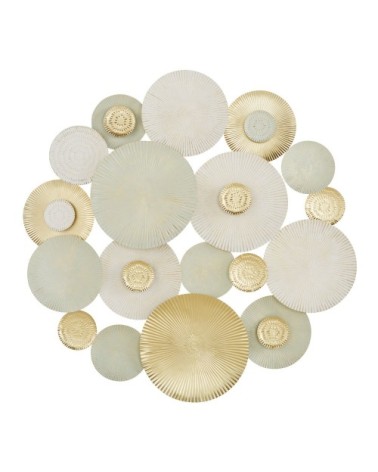 Déco murale en métal doré, bleu et crème 121x120