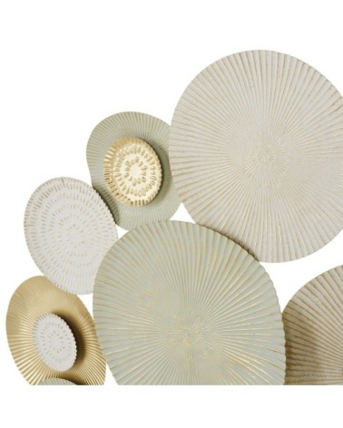 Déco murale en métal doré, bleu et crème 121x120