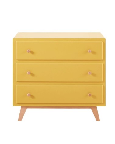 Commode compatible plan à langer 3 tiroirs jaune