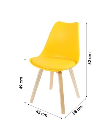 Chaise scandinave jaune avec coussin