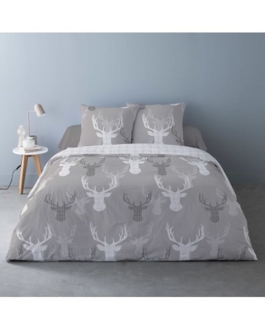 Parure de couette 100% coton flanelle imprimée 240x220cm 2 taies