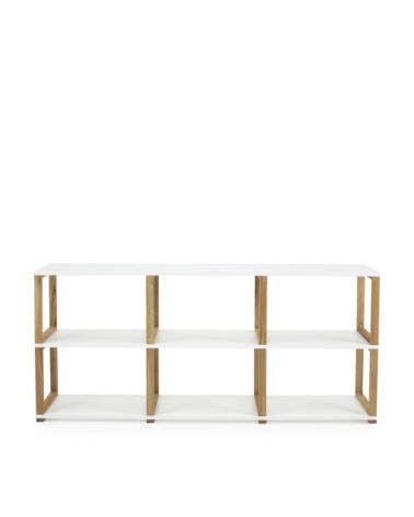 Étagère en bois 6 niches blanc