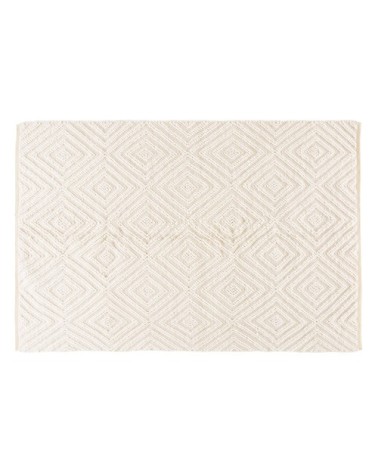 Tapis en laine et coton écru motifs graphiques 140x200