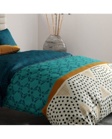 Parure de couette 100% coton 57 fils imprimée 260x240cm 2 taies