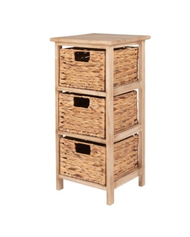 Petit meuble de rangement 3 tiroirs en paille