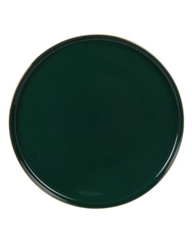 Assiette plate en porcelaine verte et dorée