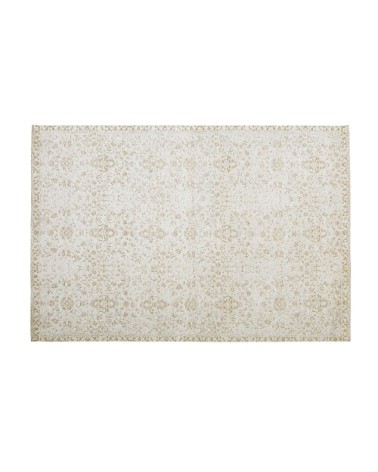 Tapis en coton tissé jacquard écru et lurex doré à motifs 160x230