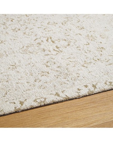 Tapis en coton tissé jacquard écru et lurex doré à motifs 160x230
