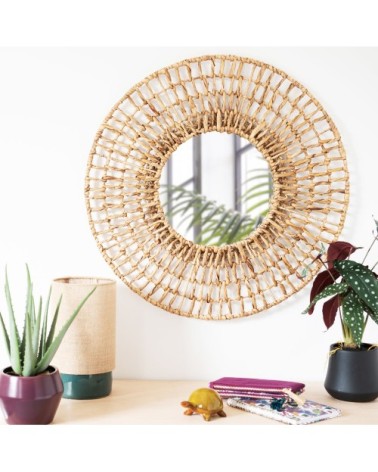 Miroir en jacinthe d'eau beige D68