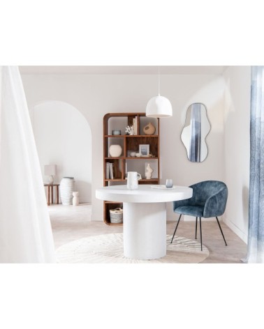 Tapis rond tufté main en laine et en coton blanc, D180