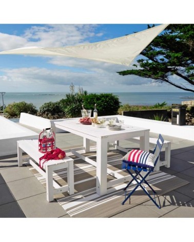 Ensemble table et bancs de jardin en bois blanc de jardin