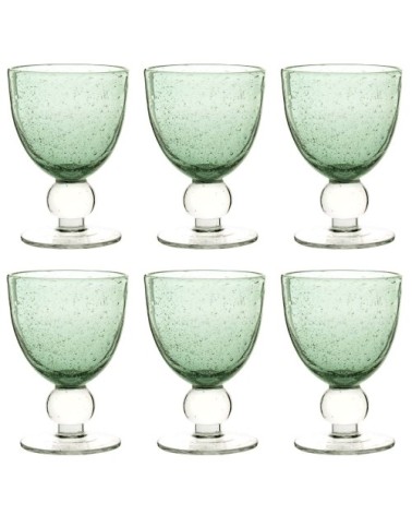 Verre à pied en verre bullé vert