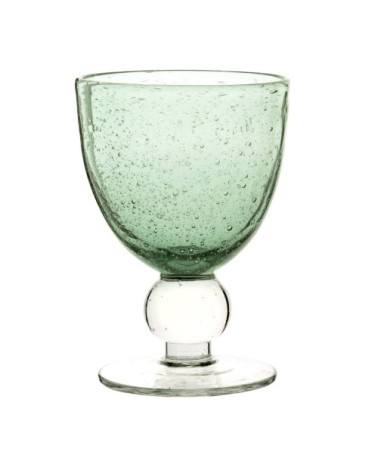 Verre à pied en verre bullé vert