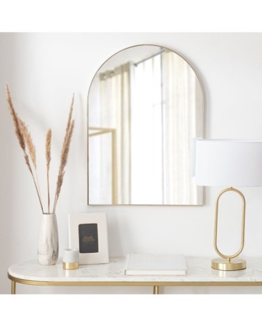 Miroir arrondi en métal doré 50x70